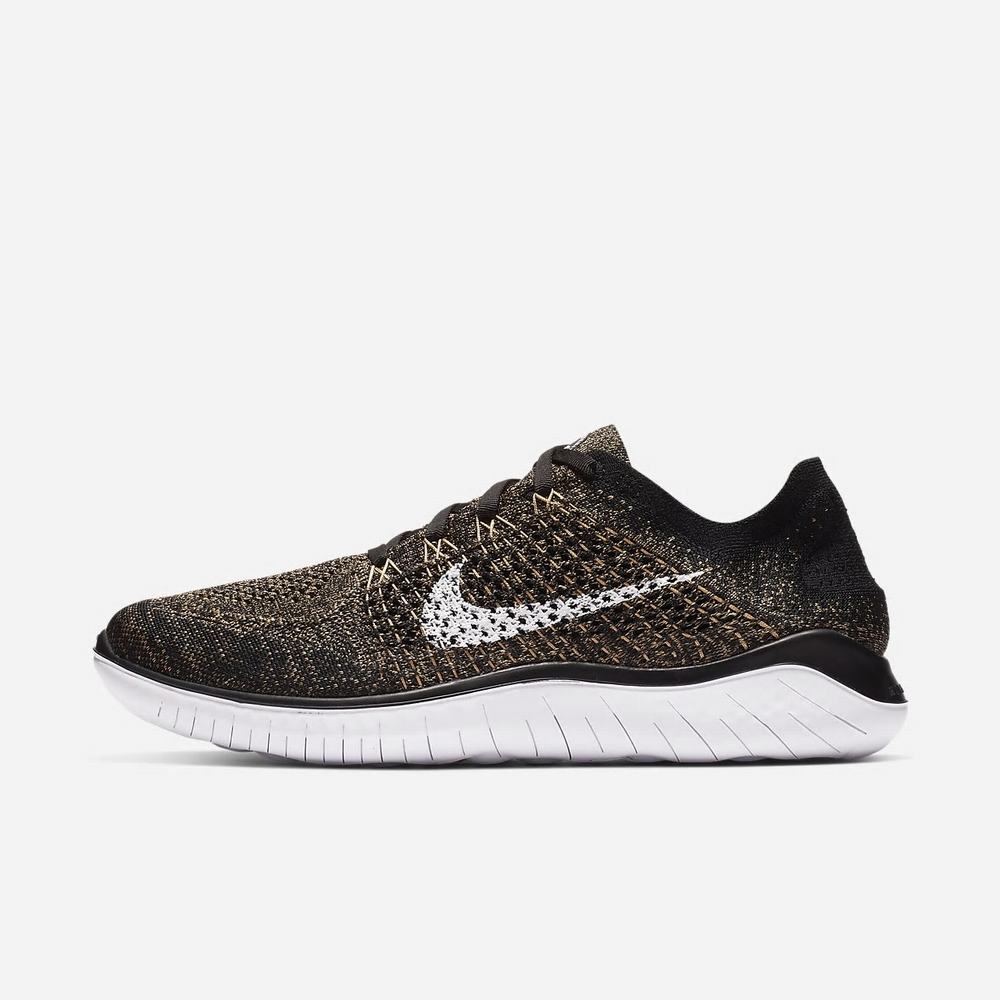 Chaussure De Running Nike Free RN Flyknit 2018 Noir 8947-653 Black/Club Gold/Red Orbit/White Homme | AMY-14807325